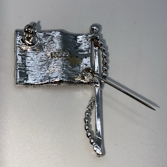 Vintage Dodds Rhinstone American Flag Silvertone Brooch Jewelry Pin - Picture 3 of 5